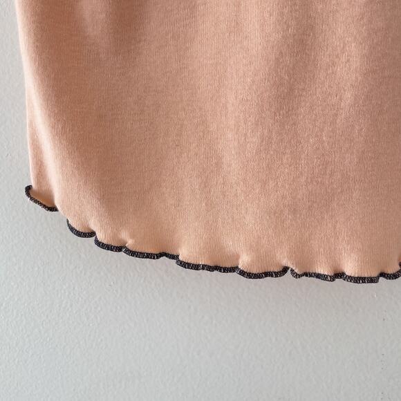 Y2K Baby Tee Lettuce Hem St. Maarten Top Peach Ruffle Edge Retro Travel Shirt M - Picture 6 of 6